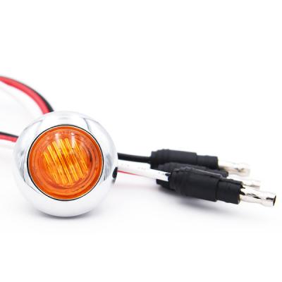 China PC Lens Amber Mini Button Lamp Side Marker Stop Turn Tail Light 0.75 Inch Led Truck Trailer Light for sale