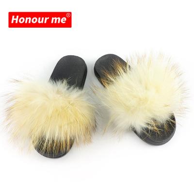 China 2021 Fashion Trend Ladies Slippers Real Fox Fur Hairy Sandals And Sandal Home Slippers Slides Slippers for sale