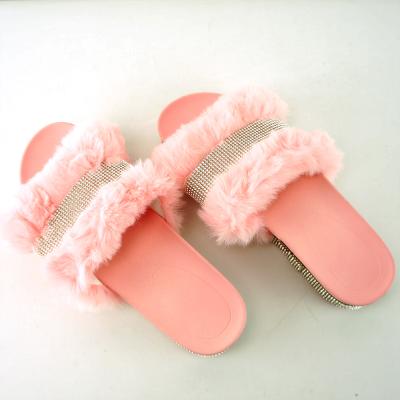 China 2021 Fashion Trend HOT SALE Slippers Fur Fuzzy Sandals Slides Slippers Raccoon Fur Slides for sale