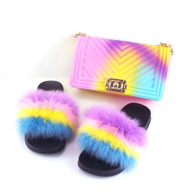 China 2021 New Fashion High Quality Design New Fashion Women's Handbag Plush Slipper Luxury Set for sale