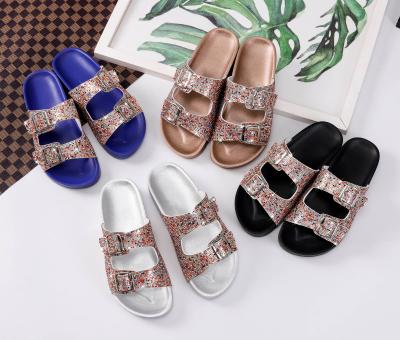 China 2021 new arrival fashion trend sandals for women designer summer shose trendy slipper slides famous brands flat sandals with rhinestones women for sale