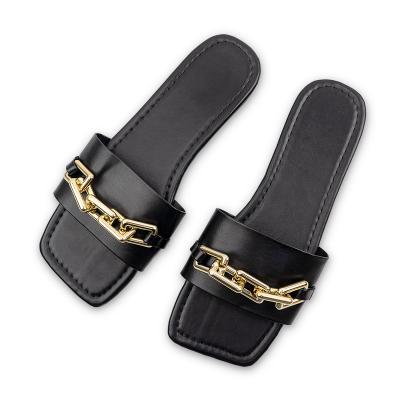 China Fashion Trend New Style Women's Sandals Ladies Slippers and Sandals PU Stylish Flat Slides Cute Sandals 2021 for sale