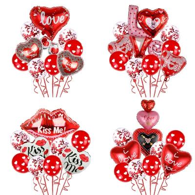 China Eco-Friendly Amazon Valentine's Day Balloon Set Wedding Wedding Room Party Aluminum Foil Love Balloon I LOVE YOU for sale