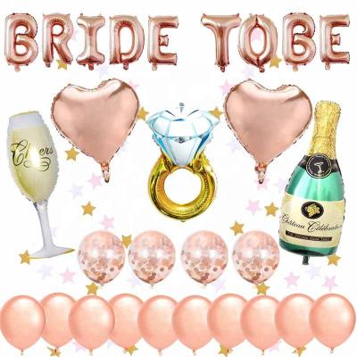 China European Rose Gold Bride To Be Wine Glass Bottle Balloon Package Bachelor Party Wedding Balloon Decoration for sale