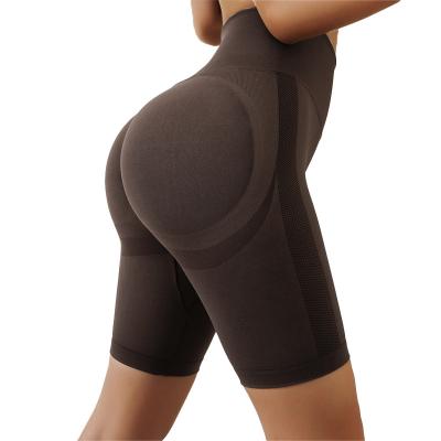 China OEM Breathable Logo Embroidered Stretchy Yoga Shorts For Women Tummy Control High Waist for sale