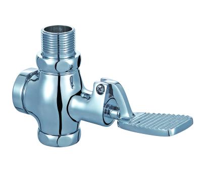 China Modern Foot Step Pedal Drain Valve Chrome Plated Full Brass Foot Operated Flushometer Drain Valve for sale