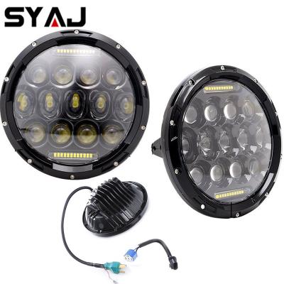 China Good Price Round 75w 7inch LED Headlights PC Hi Lo Beam DRL For Jeep For Harley Headlights For Suzuki Samurai For Landover Defender for sale