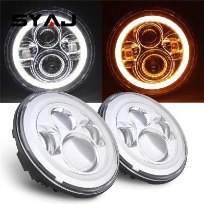 China For Hummer H3 H1 H2 Led High Low Beam Angel Eye DRL Amber Turn Signal Headlamp 60w 7 Inch LED Headlight For Jeep Wrangler JK 3 for sale