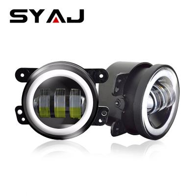 China Aluminum+Toughed Glass+Plastic 4 Inch 30W Halo Ring Projector Lens DRL Turn Signal Fog Lamp Car Led Fog Light For Jeep Wrangler JK TJ LJ for sale