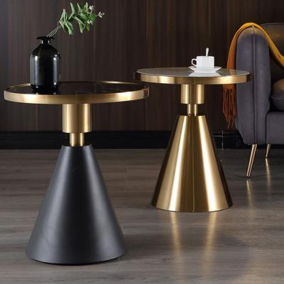 China Adjustable Modern Round Coffee Table Black Small Marble Table (Height) Coffee for sale