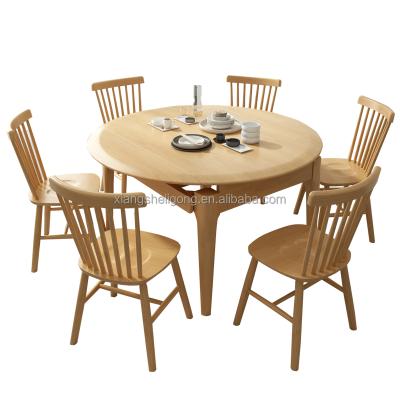 China Adjustable (Other) All Nordic Style Solid Wood Dining Table and Retractable Double Function Chair Combination for sale