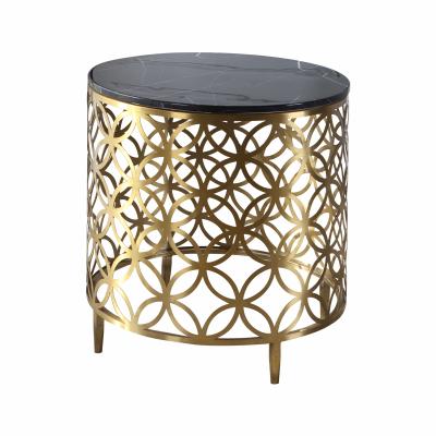 China SI(height) minimalist style corner table light small luxury living room marble adjustable round table simple marble titanium wire drawing SI(height) for sale