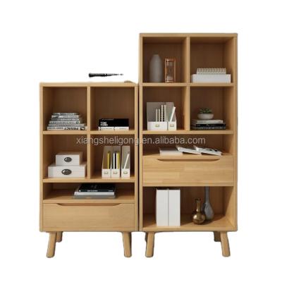 China (Other) Floor Simple Free Log Adjustable Nordic Solid Wood Living Room Storage Cabinet Bookcase Combination Small Trapezoidal Shelf for sale