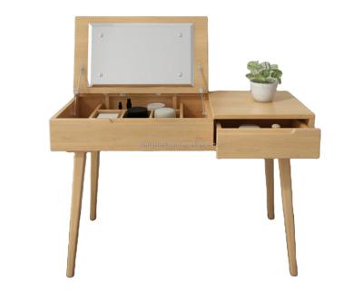 China (Other) Modern Simple Modern Rubber Wood Bedroom Dressing Table Nordic Adjustable Mini Dressing Table Solid Wood Dressing Table for sale