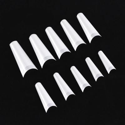 China French 500 pcs/bag 10 grades transparent artificial nail tips virtual french nail tips clear/nature flat shape fake nails for sale