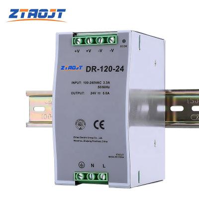 China DR-120-24 120W Low Power Consumption DC Regulated 24V 5A 12V 10A Din Rail Power 24vdc Switching Mode Power Supply for sale