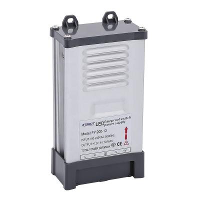 China Low Power Consumption Low Power Consumption 200W 12V 16.7A FY-200-12 Outdoor Use Rainproof Power Supply for sale