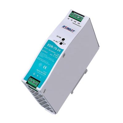 China Low Power Consumption ZTAOJT 24vdc EDR-75-24 24V 3.2A 12V 6.3A 48V 1.6A 75W DIN Rail Industry Switching LED Power Supply for sale