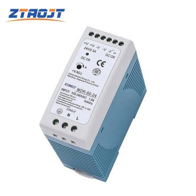 China Low Power Consumption MDR-60-24 60w DIN Rail Power Supply AC DC 12v 24v Switching Mode Power Supply For Led for sale