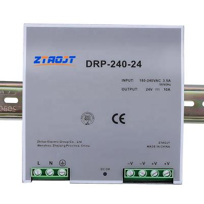 China Ztaojt Drp-240-24 China Factory Low Power Consumption Sufficient Din Rail Low Power Consumption DC 24v 240w 10a DC Switching Power Supply for sale