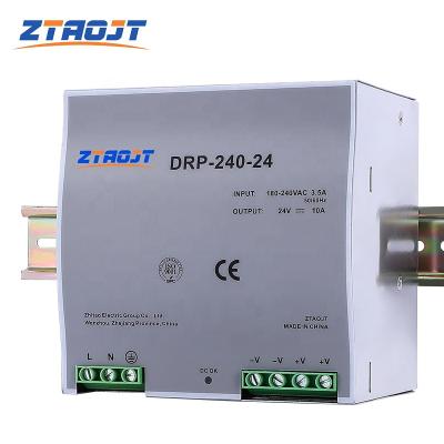 China Low Power Consumption High Performance DRP-240-24 10A 24V 48V 5A 240W ZTAOJT Din Rail Changing Power Supply for sale