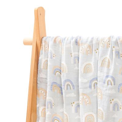 China PORTABLE Infant Comfortable soft 2 layers bamboo cotton Newborn Swaddle Designs Baby Muslin Swaddle Blankets for sale