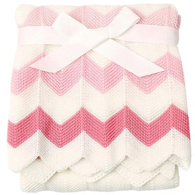 China Folded Wholesale Receiving Toddler Organic Custom Swaddle Nursery Crib Throw Pink Large Soft Baby Knit Blanket for sale