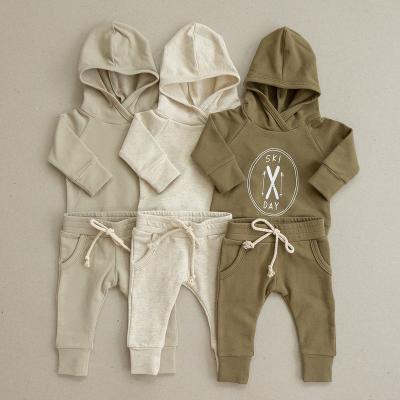 China Breathable Bamboo Spandex Baby Clothing Sweatshirt Sets Autumn Plain Kids Clothing Sets Unisex Soft Kids Jogger Pajamas Outfits Sets for sale