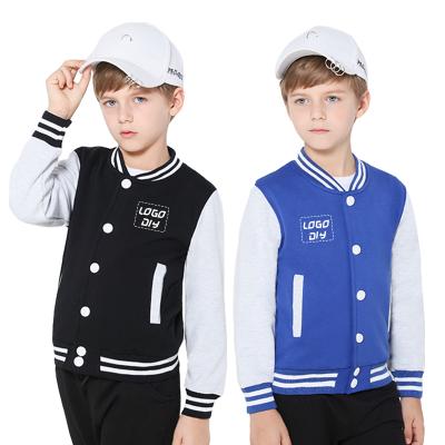 China LOGO Children's Baseball Uniforms Sweater 100% Cotton Kids Sweater Cardigan Jacket Anti-pilling Customized by Manufacturer for sale