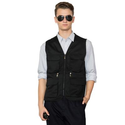 China Breathable Unisex Custom Design Logo Zipper Work Vest V-Neck Vest For External Use With Multi Pockets Invest for sale