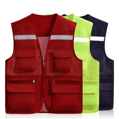 China 2021 Anti-wrinkle safety work-wear vest with mesh pocket men and women fishing vest with mesh for sale