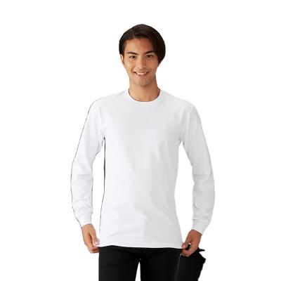 China Custom Made 100% Anti-Wrinkle Wholesale Cotton Round Neck T-shirt Clothing Men Long Sleeve T-shirt for sale