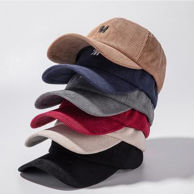 China 2022 new JOINT corduroy products with letter thickening and hot bending cap baseball sports hat sports outdoor hat for sale