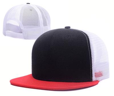 China Custom 5 COMMON Panel Flat Brim Embroidery Mesh Snapback Trucker Hat Hat Wholesale for sale