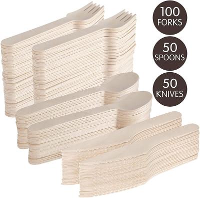 China Birch Wood Eco-friendly Alternative Biodegradable Bulk Spoon/Forks/Disposable Wooden Cutlery Set for sale