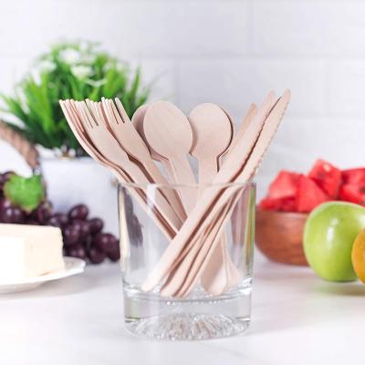 China Eco-Friendly Alternative Wooden Spoon And Fork Knife One Time Use Eco Friendly Disposable Forks Knives Spoon Set for sale