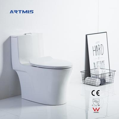 China Double-Flow Artmis High Quality Sanitary Ware White WC One Piece Ceramic Toilet Set for sale