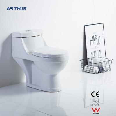 China Inodoro China Western Design Double-Flow Toilet Modern Lavatory 1 Piece Toilet Bowl Strap Floor Standing Toilet Bathroom WC for sale