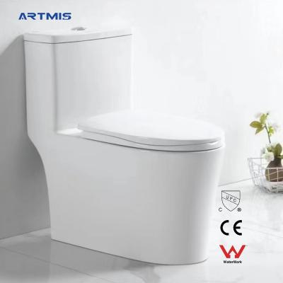 China Ceramic Double-Flow Sanitary Gravity Washdown One-Piece Bathroom Toilet Ware WC Bowl Rinse Cabinet for sale