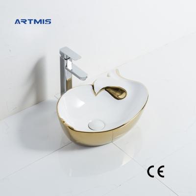 China Artmis Modern Ceramic Round Bathroom Sink Hand Vessel Hotel Porcelain Countertops Art Basin for sale