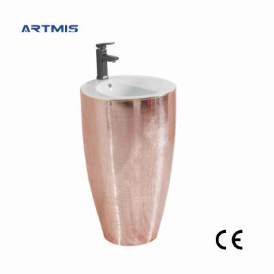 China Modern Wholesale Cheap Price Pedestal Sink Hand Basin Ceramic Bathroom Sink for sale