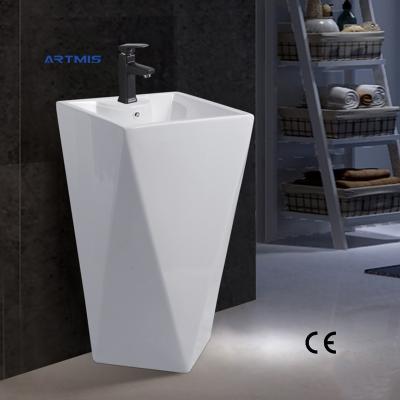 China Modern High Quality Cheap Price Ceramic Hand Sink Wall Mounted Pedestal Wash Basin for sale