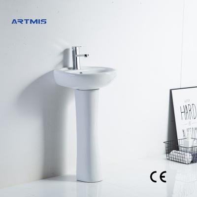 China High Quality White Modern Long Life Bathroom Basin Sink Pedestal Wash Basin Shampoo Sinks For Hotel for sale