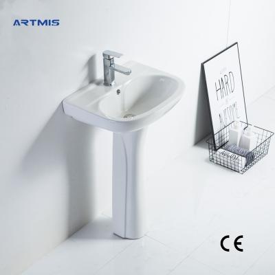 China Factory Sale Modern High Quality Ceramic Bathroom Washroom Pedestal Washbasin Shampoo Sinks for sale