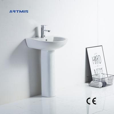 China Wholesale China Supplier Modern Shampoo Down Hole Round Shape Single Wash Hand Pedestal Sink for sale