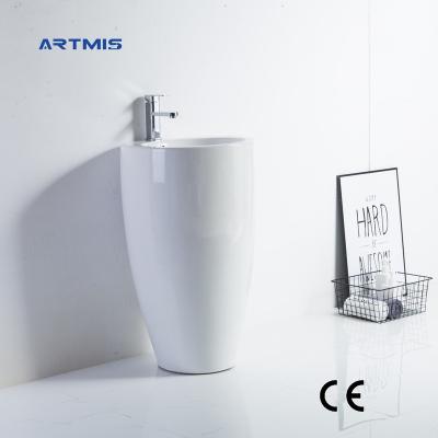 China Wholesale Unique Modern High Quality Pedestal Wash Basin Bathroom Pedestal Single Sinks for sale