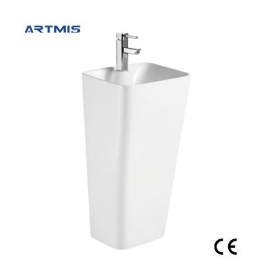 China Modern Dining Room Stone Pedestal Freestanding Sink Free Standing Hand Wash Basin With Pedestal for sale