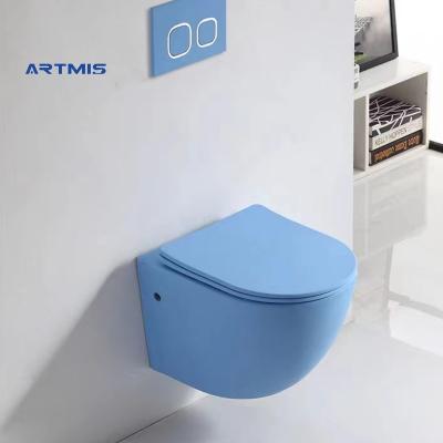 China Modern Double-Flow North America Artmis WC Sanitary Ware Square Shape Ceramic Wall Hung Rimless Toilet Hang Tankless Toilets Bowl Bathroom for sale