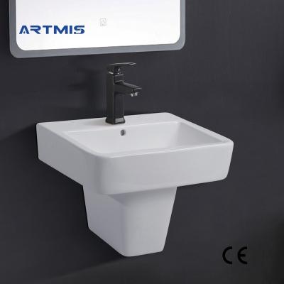 China Good Quality Modern Wall Hung Rectangular Corner Ceramic Wash Basin Wall Hung Basin Price for sale