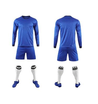 China Adult Personal Custom Soccer Jersey Sets Sets Youth Kids Club Long Sleeve Blue And White Soccer Uniforms for sale